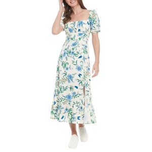 London Times Dress Linen Blend printed dress Sz 4